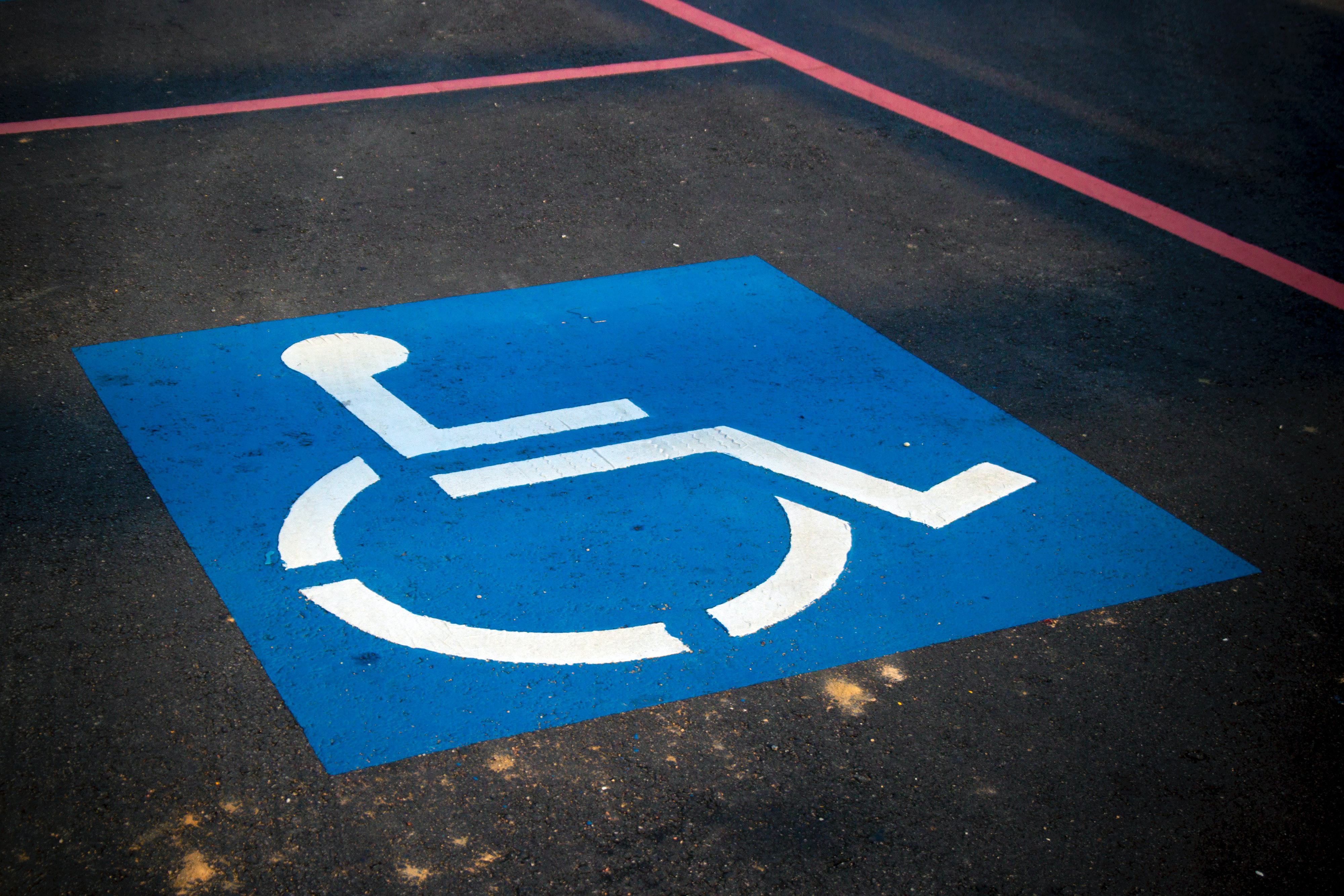 Blue disabled parking space